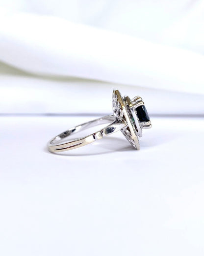 Bague Style Art Déco Saphir 2 carats &amp; Diamants 0.44 carat "Samia" - Elliade Paris