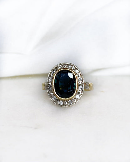 Bague Style Art - déco Saphir 2.30 carats &amp; Diamants &quot;Donatella&quot; - Elliade Paris