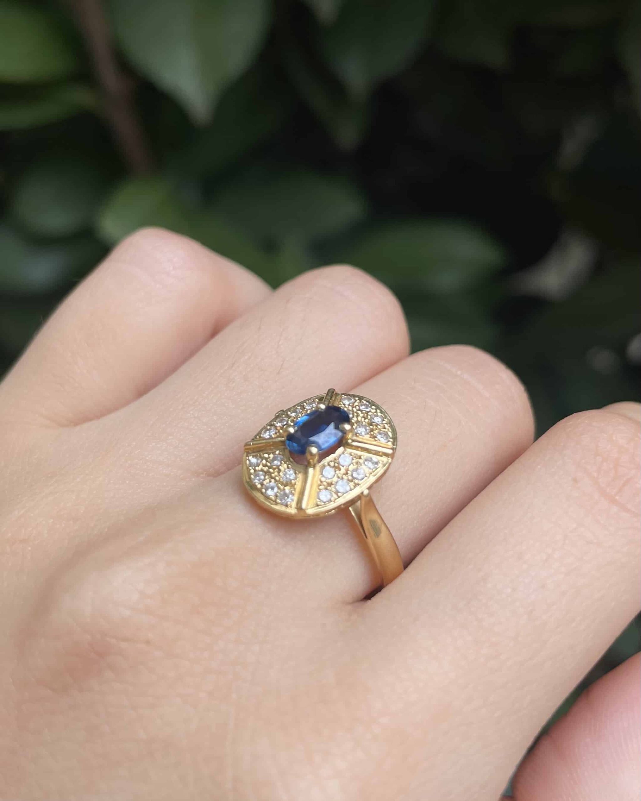 Art Deco Style Sapphire &amp;amp; Diamond Ring "Tahra"