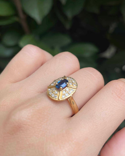 Bague Style Art-déco Saphir &amp; Diamants &quot;Tahra&quot;