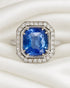 Bague Style Art-Déco Saphir Ceylan 3.07 carats & Diamants 0.35 carat "Sofia" - Elliade Paris