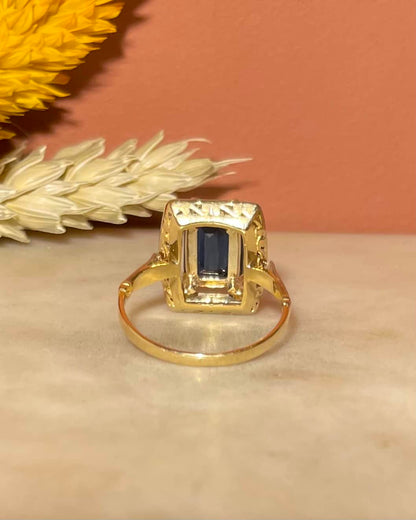 Bague Style Art - déco Saphir &amp; Diamants &quot;Cassey&quot; - Elliade Paris