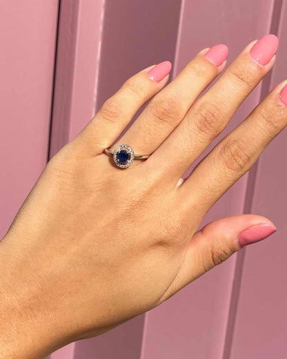 Bague Style Art - Déco Saphir &amp; Diamants &quot;Imahé&quot; - Elliade Paris