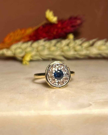 Bague style Art-déco Saphir &amp; Diamants &quot;Lisa&quot;