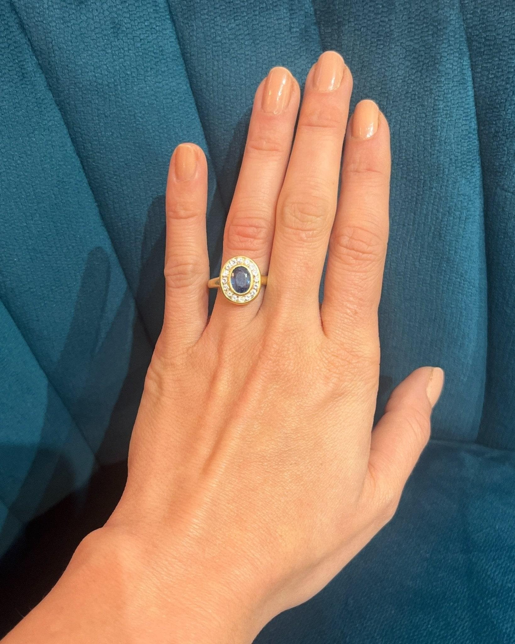 Bague Style Art - Déco Saphir &amp; Diamants "Naely" - Elliade Paris