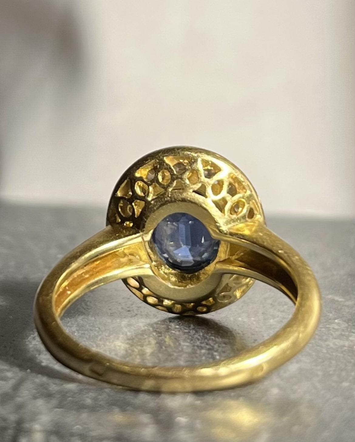 Bague Style Art - Déco Saphir &amp; Diamants "Naely" - Elliade Paris