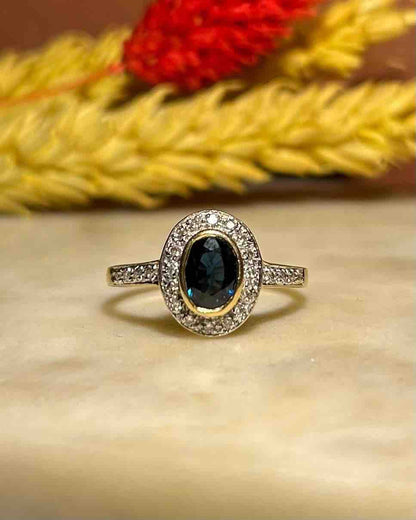 Bague Style Art - Déco Saphir &amp; Diamants &quot;Paloma&quot; - Elliade Paris