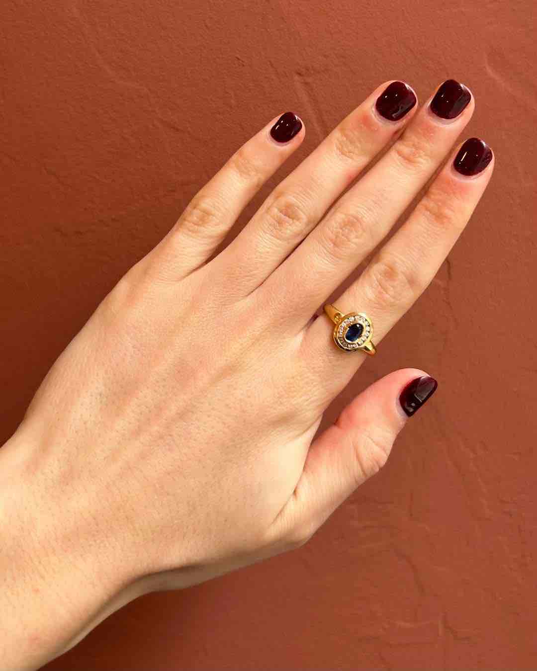 Bague Style Art - Déco Saphir &amp; Diamants "Sofia" - Elliade Paris
