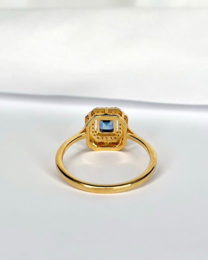 Bague Style Art - Déco Saphir &amp; Diamants "Sophia" - Elliade Paris