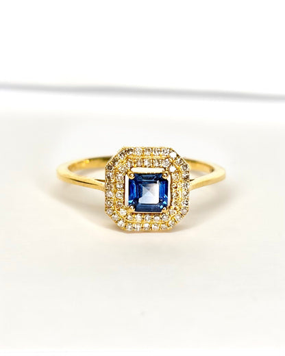 Bague Style Art - Déco Saphir &amp; Diamants "Sophia" - Elliade Paris
