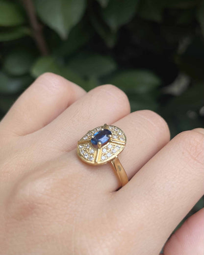 Bague Style Art - déco Saphir &amp; Diamants &quot;Tahra&quot; - Elliade Paris