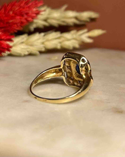 Bague Style Art-Déco Saphir et Diamants &quot;Amiel&quot;