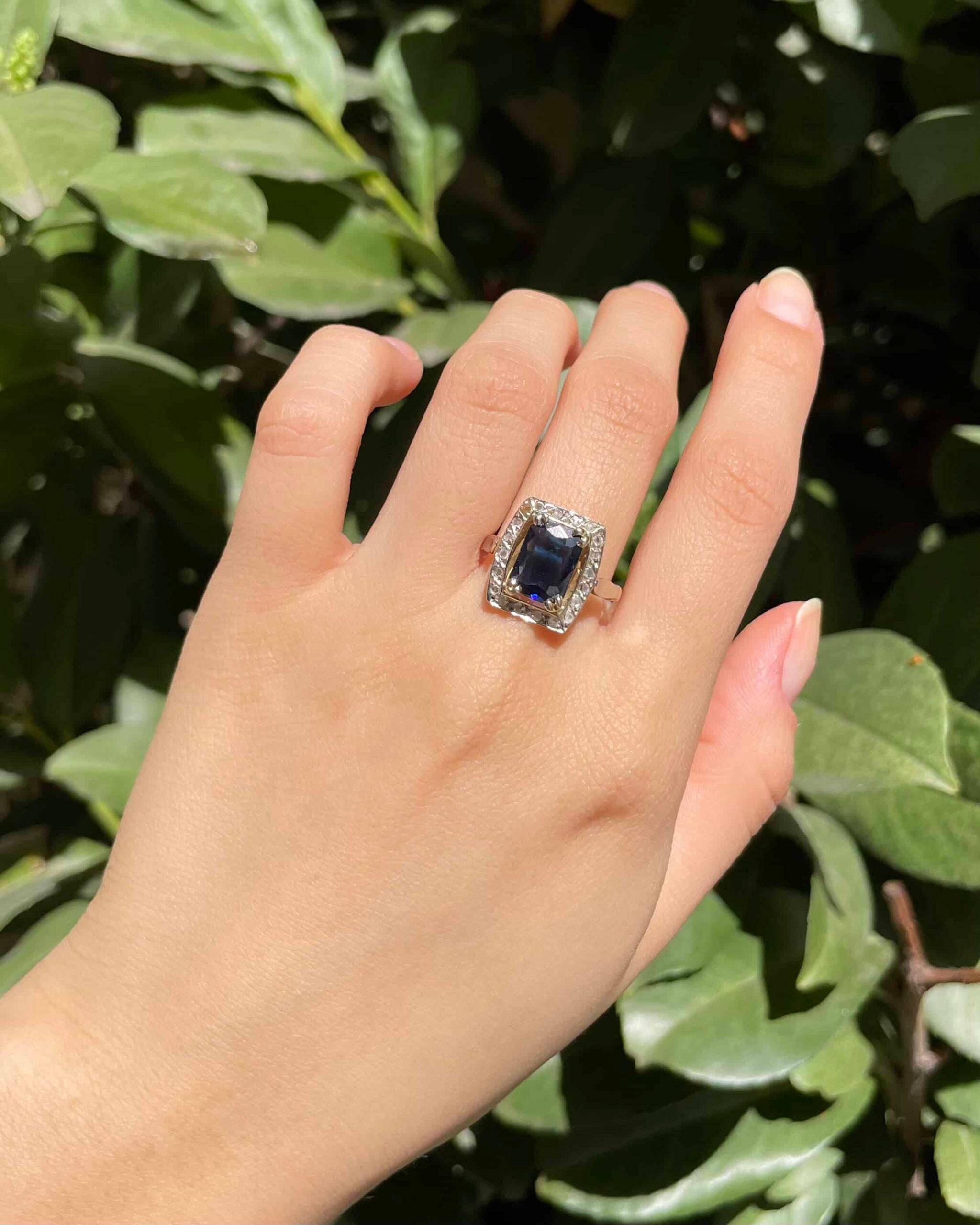 Bague Style Art-déco Saphir &amp; Diamants &quot;Cassey&quot;
