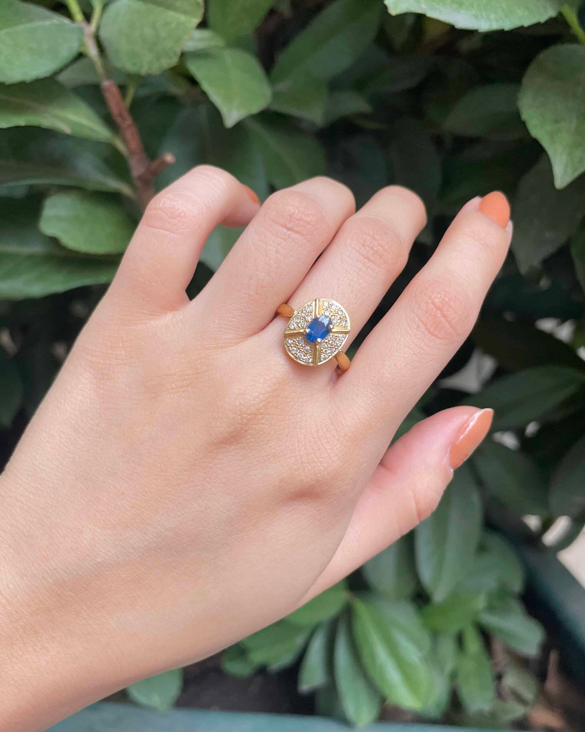 Art Deco Style Sapphire &amp;amp; Diamond Ring "Tahra"