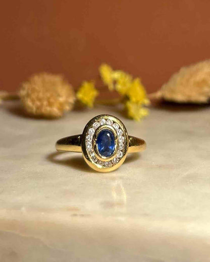 Bague Style Art-Déco Saphir &amp; Diamants &quot;Sofia&quot;