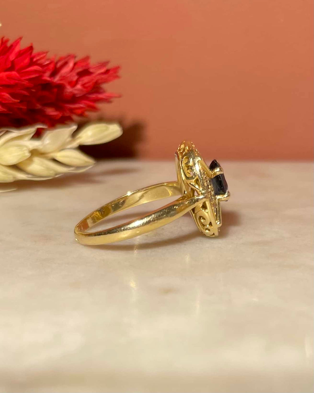 Bague Style Art-déco Saphir &amp; Diamants &quot;Tahra&quot;