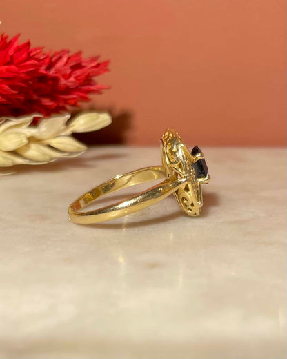 Bague Style Art-déco Saphir &amp; Diamants &quot;Tahra&quot;