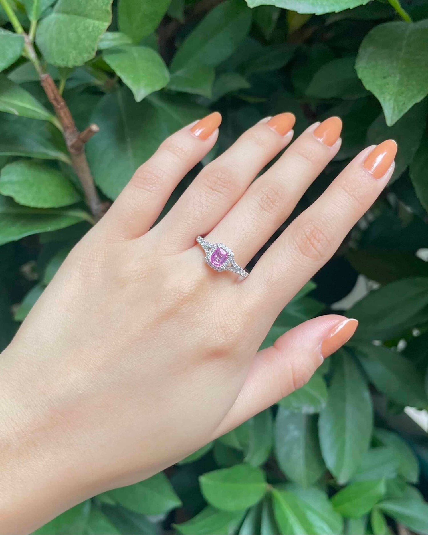 Bague Style Art - Déco Saphir Rose &amp; Diamants &quot;Anjah&quot; - Elliade Paris