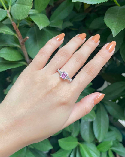 Bague Style Art - Déco Saphir Rose &amp; Diamants &quot;Anjah&quot; - Elliade Paris
