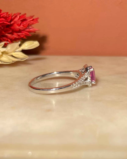 Bague Style Art-Déco Saphir Rose &amp; Diamants &quot;Anjah&quot;
