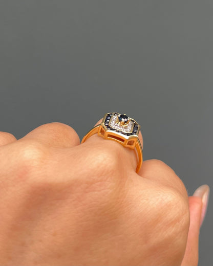 Bague Style Art Déco Saphirs 0.41 carat &amp; 4 Diamants &quot;Andrée&quot; - Elliade Paris