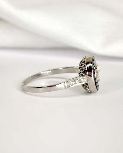 Bague Style Art-Déco Saphirs 0.45 carat &amp; Diamants 0.45 carat "Irina" - Elliade Paris