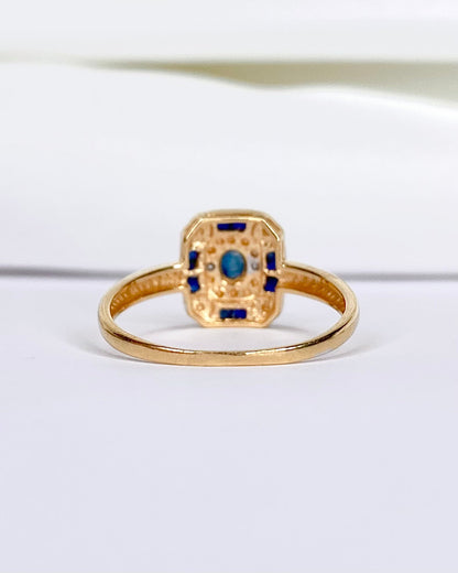Bague Style Art Déco Saphirs 0.45 carat &amp; Diamants "Minka" - Elliade Paris