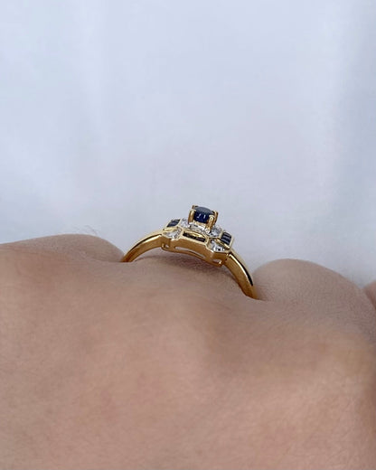 Bague Style Art Déco Saphirs 0.45 carat &amp; Diamants "Minka" - Elliade Paris