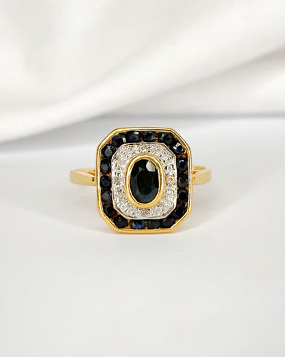 Bague Style Art Déco Saphirs 0.48 carat &amp; Diamants "Helene" - Elliade Paris