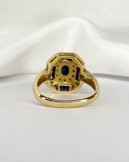 Bague Style Art Déco Saphirs 0.52 carat &amp; 20 Diamants &quot;Emmy&quot; - Elliade Paris