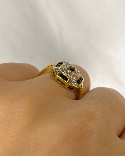 Bague Style Art Déco Saphirs 0.52 carat &amp; 20 Diamants &quot;Emmy&quot; - Elliade Paris