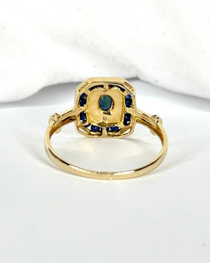 Bague Style Art-Déco Saphirs 0.56 carat &amp; Diamants "Doris" - Elliade Paris