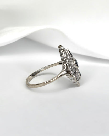 Bague Style Art Déco Saphirs 0.70 carat &amp; Diamants 0.44 carat "Cristina" - Elliade Paris
