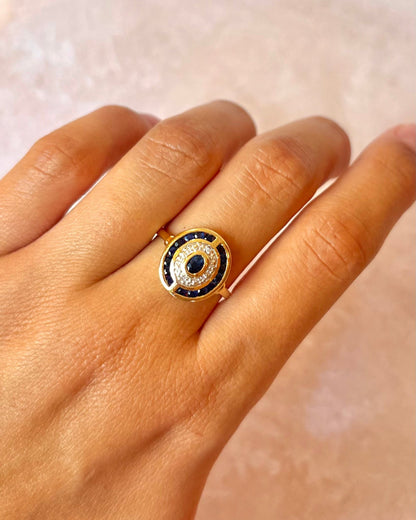 Bague Style Art-Déco Saphirs 0.70 carat &amp; Diamants "Irina" - Elliade Paris