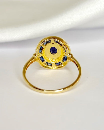 Bague Style Art-Déco Saphirs 0.70 carat &amp; Diamants "Irina" - Elliade Paris