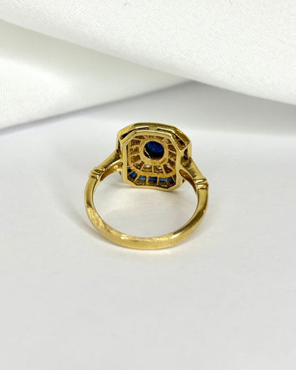 Bague Style Art Deco Saphirs 0.81 carat &amp; Diamants "Tricia" - Elliade Paris