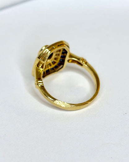 Bague Style Art Deco Saphirs 0.81 carat &amp; Diamants "Tricia" - Elliade Paris