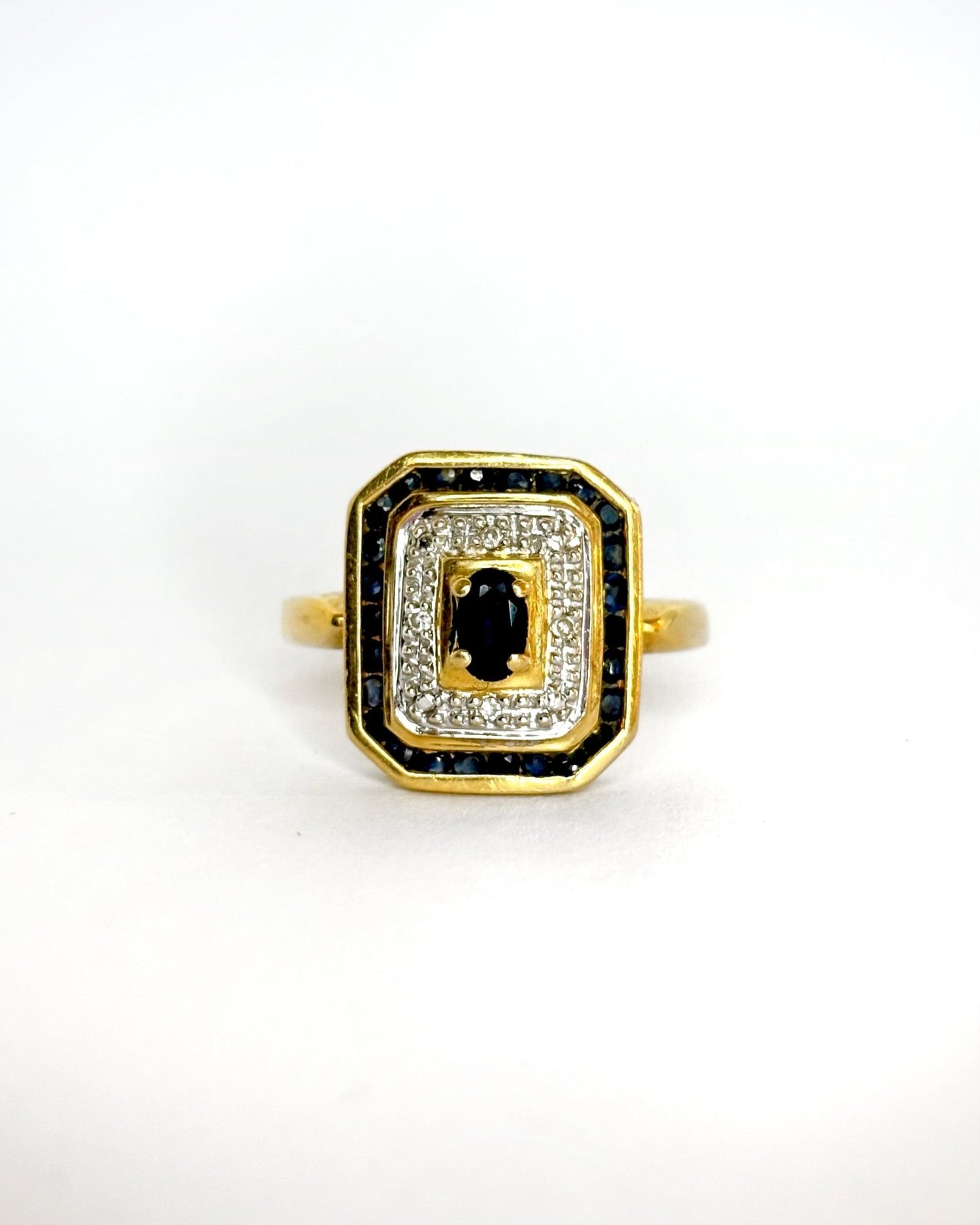Bague Style Art Déco Saphirs 0.85 ct &amp; 4 Diamants &quot;Faustine&quot; - Elliade Paris