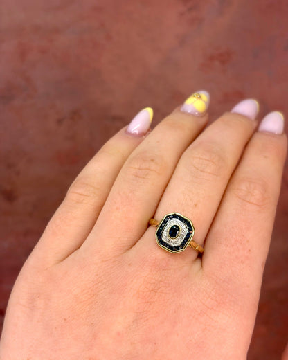 Bague Style Art-Déco Saphirs 0.89 carat &amp; Diamants "Paulette" - Elliade Paris