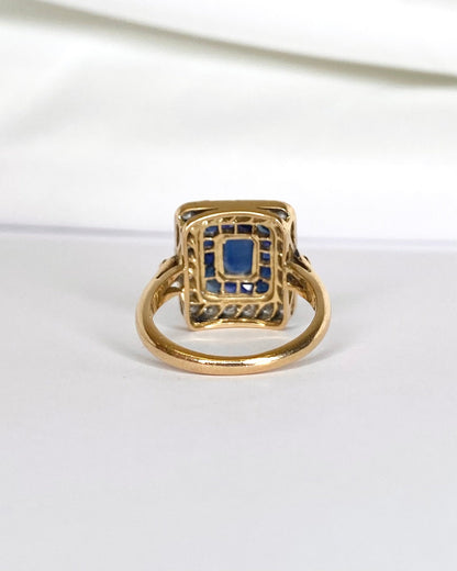 Bague Style Art Déco Saphirs 1.11 carat &amp; Diamants 0.58 carat "Coralie" - Elliade Paris