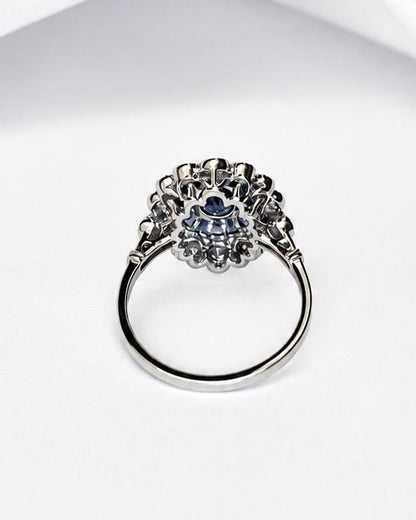 Bague Style Art-Déco Saphirs 1.21 carat &amp; Diamants 0.53 carat 4.19g "Emma" - Elliade Paris