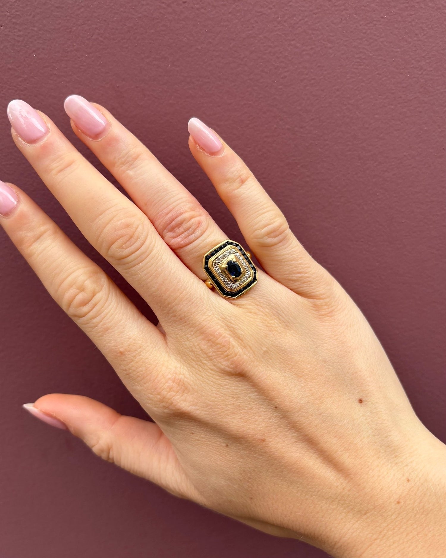 Bague Style Art - Déco Saphirs 1.34 Carat &amp; Diamants &quot;Joey&quot; - Elliade Paris