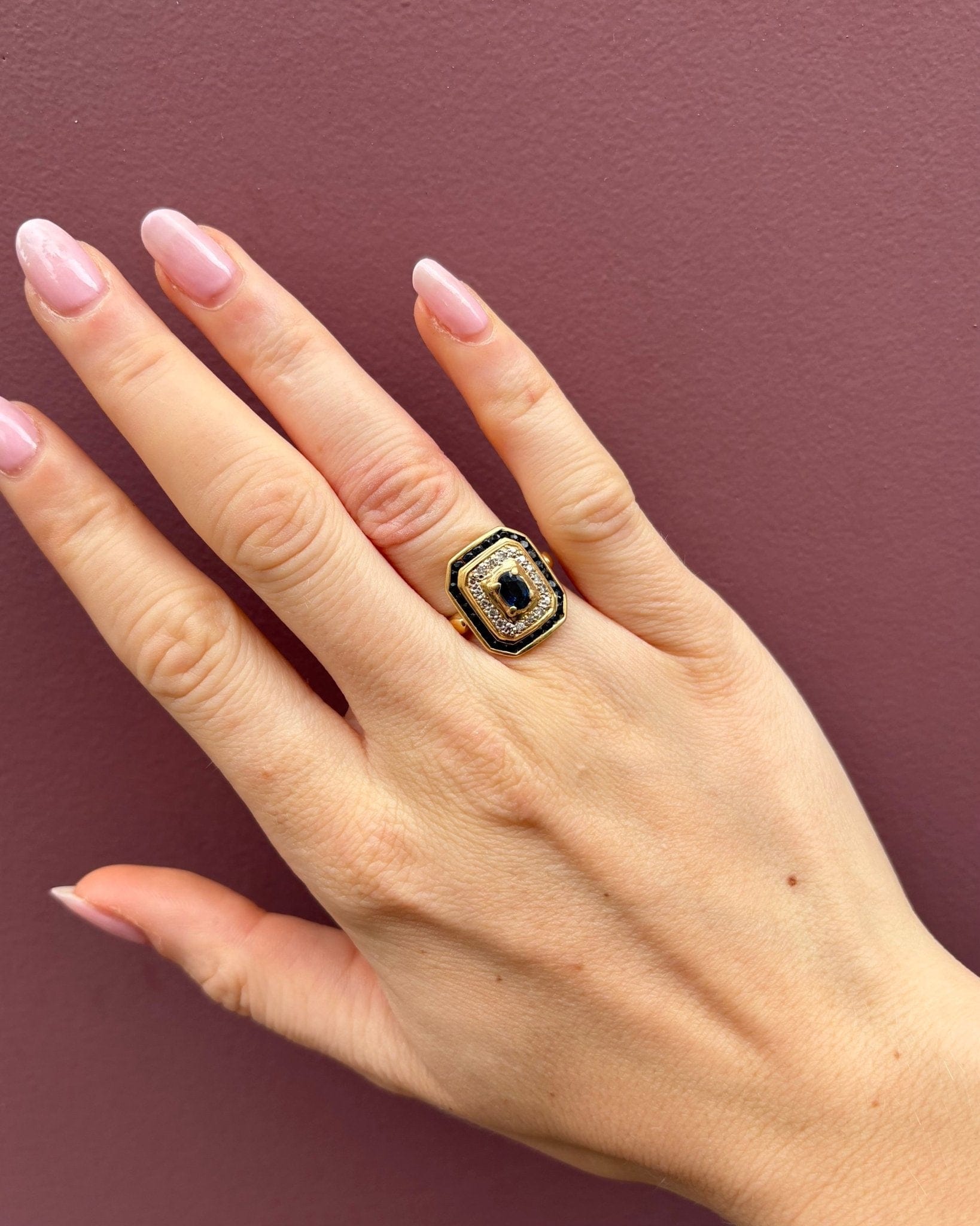 Bague Style Art - Déco Saphirs 1.34 Carat &amp; Diamants "Joey" - Elliade Paris