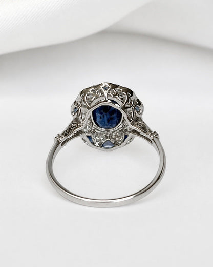 Bague Style Art-Déco Saphirs 1.51 carat &amp; Diamants 0.30 carat "Nalia" - Elliade Paris