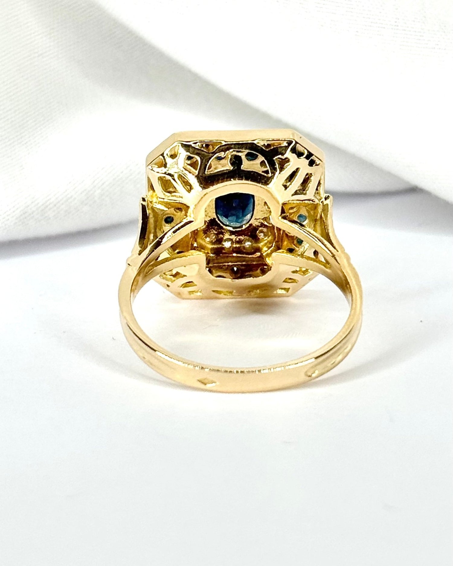Bague Style Art-Déco Saphirs 1.7 carat &amp; Diamants 6.6g "Josephine" - Elliade Paris