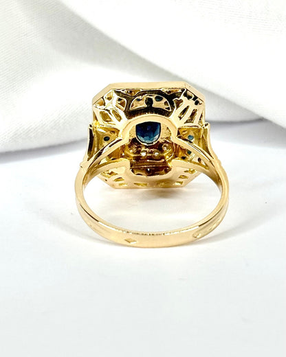Bague Style Art-Déco Saphirs 1.7 carat &amp; Diamants 6.6g "Josephine" - Elliade Paris