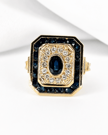 Bague Style Art-Déco Saphirs 1.7 carat &amp; Diamants 6.6g "Josephine" - Elliade Paris