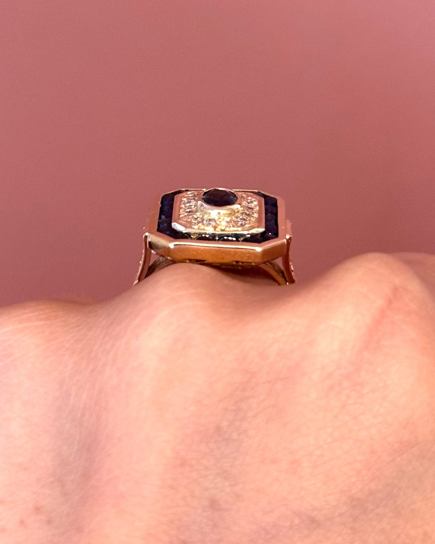 Bague Style Art-Déco Saphirs 1.7 carat &amp; Diamants 6.6g "Josephine" - Elliade Paris