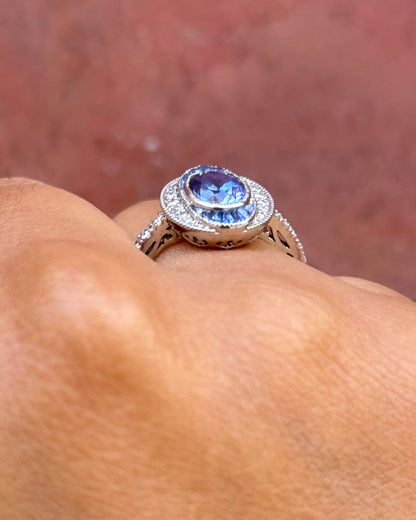 Bague Style Art-Déco Saphirs 2.44 carats &amp; Diamants 0.26 carat "Constance" - Elliade Paris