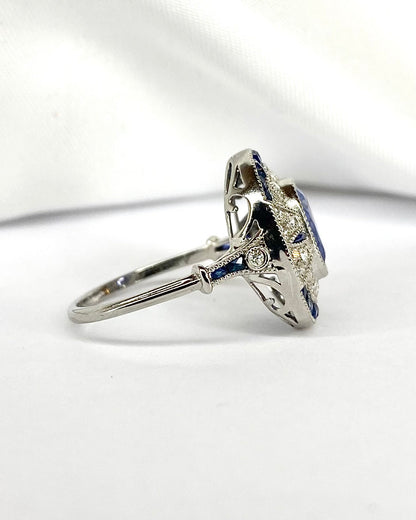 Bague Style Art Déco Saphirs 2.48 carats &amp; Diamants "Noa" - Elliade Paris